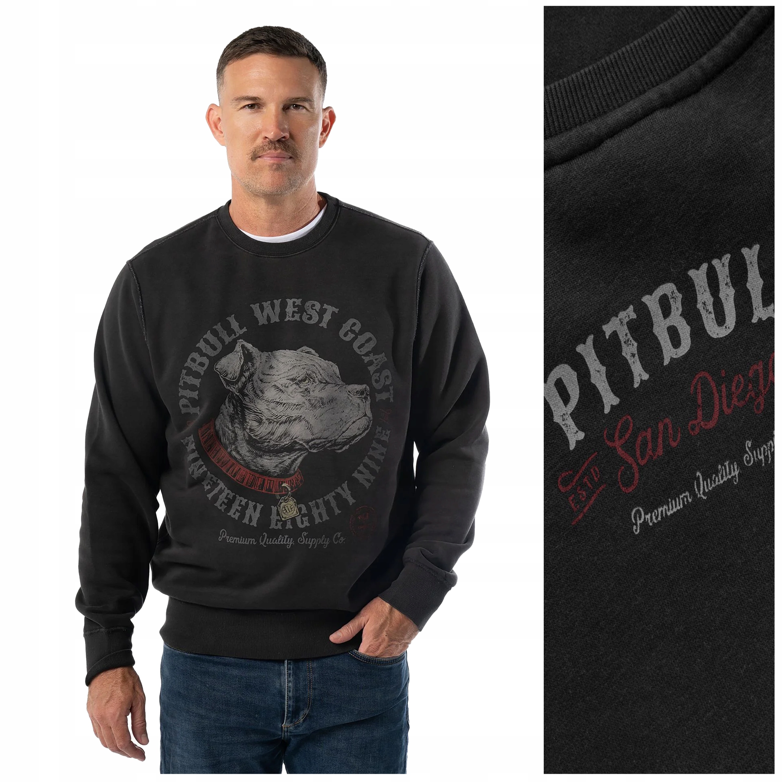 Mikina Pit Bull s praním "síla A Respekt" vel. L, tmavě grafit