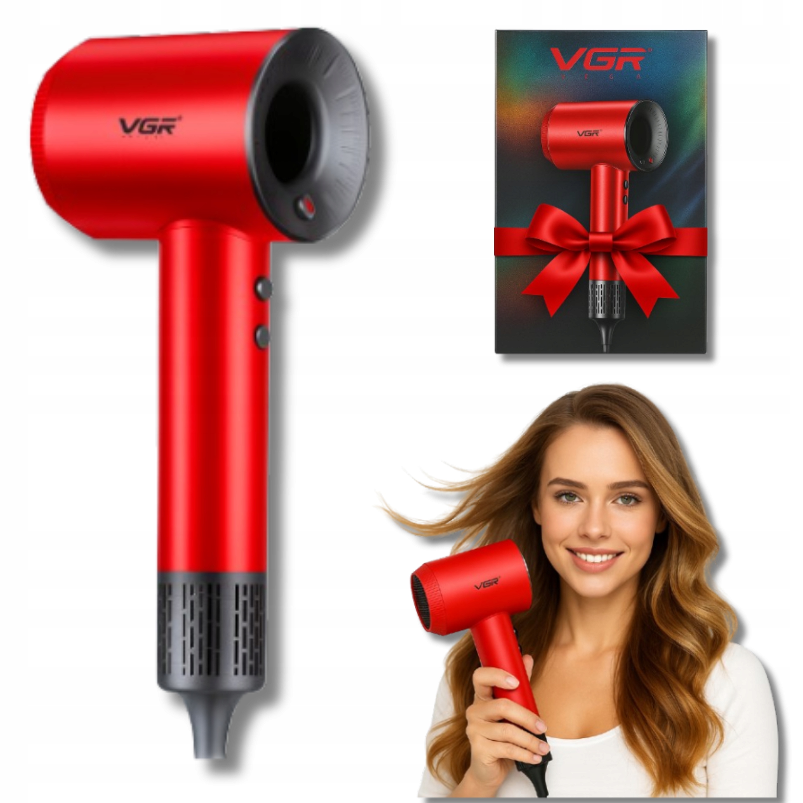 Silný profesionální vysoušeč vlasů 1600 Studený přívod vzduchu 4 režimy jako Dárek