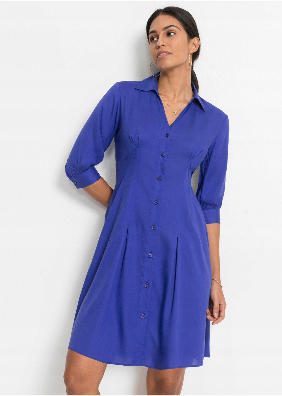 42 Bonprix _SM KOBALTOWA SUKIENKA KOSZULOWA Marka Bonprix