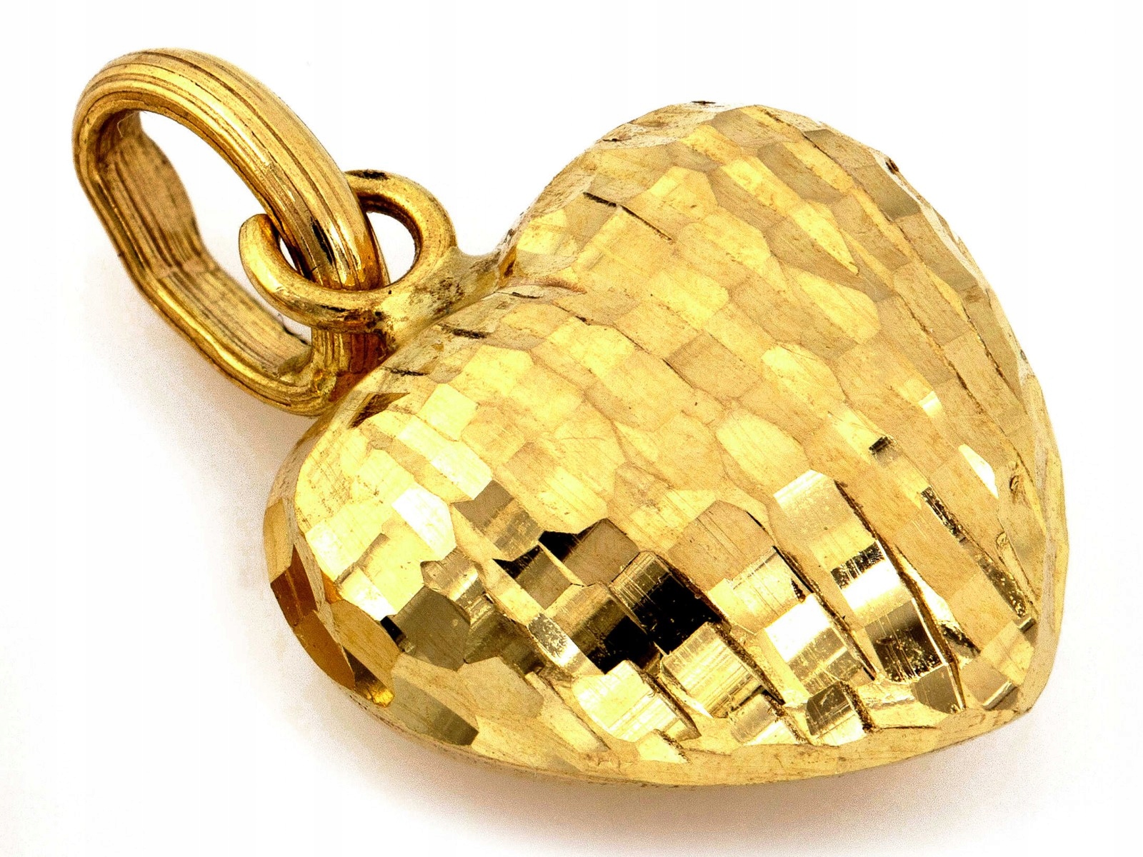 Ženský zlatý přívěsek 585, oboustranné diamantové srdíčko, hladké, 1.27 g