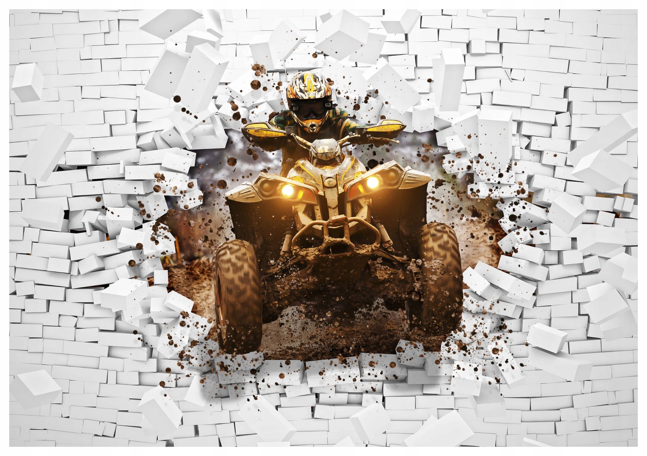 Fototapeta Quad na pozadí cihlové zdi extrémní jízda 416x254 lepidlo