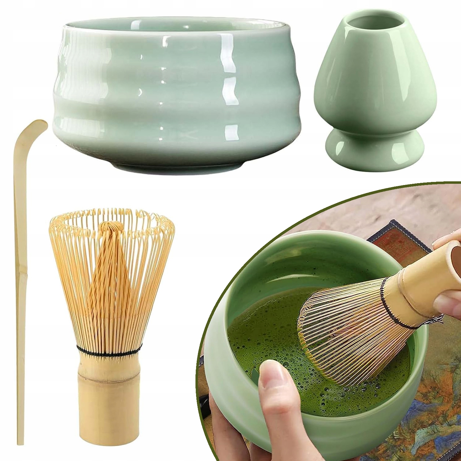 Japonská sada na čaj Matcha, sada 4 kusů pro čajový obřad Matcha
