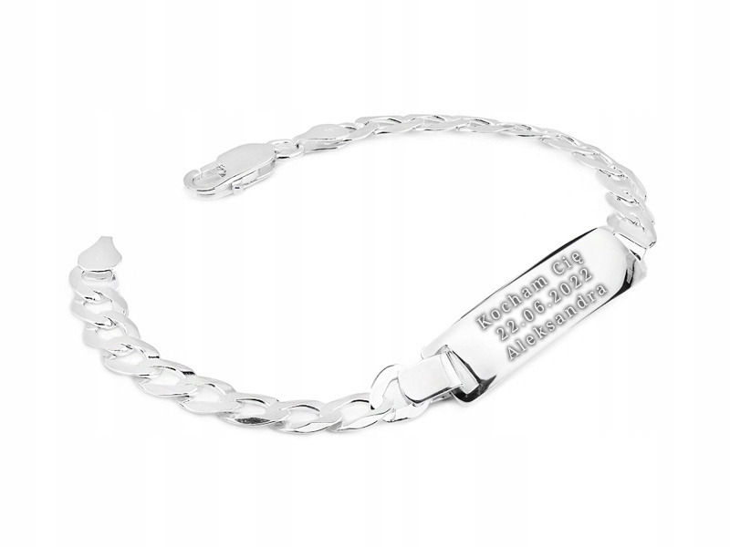 Stříbrný Pánský Náramek ryzost 925 s Plíškem Pro Gravírování Krabička