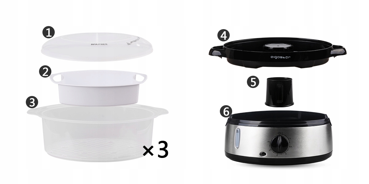 Parowar Aigostar 30INA 9 l srebrny/szary 800 W Model 30INA