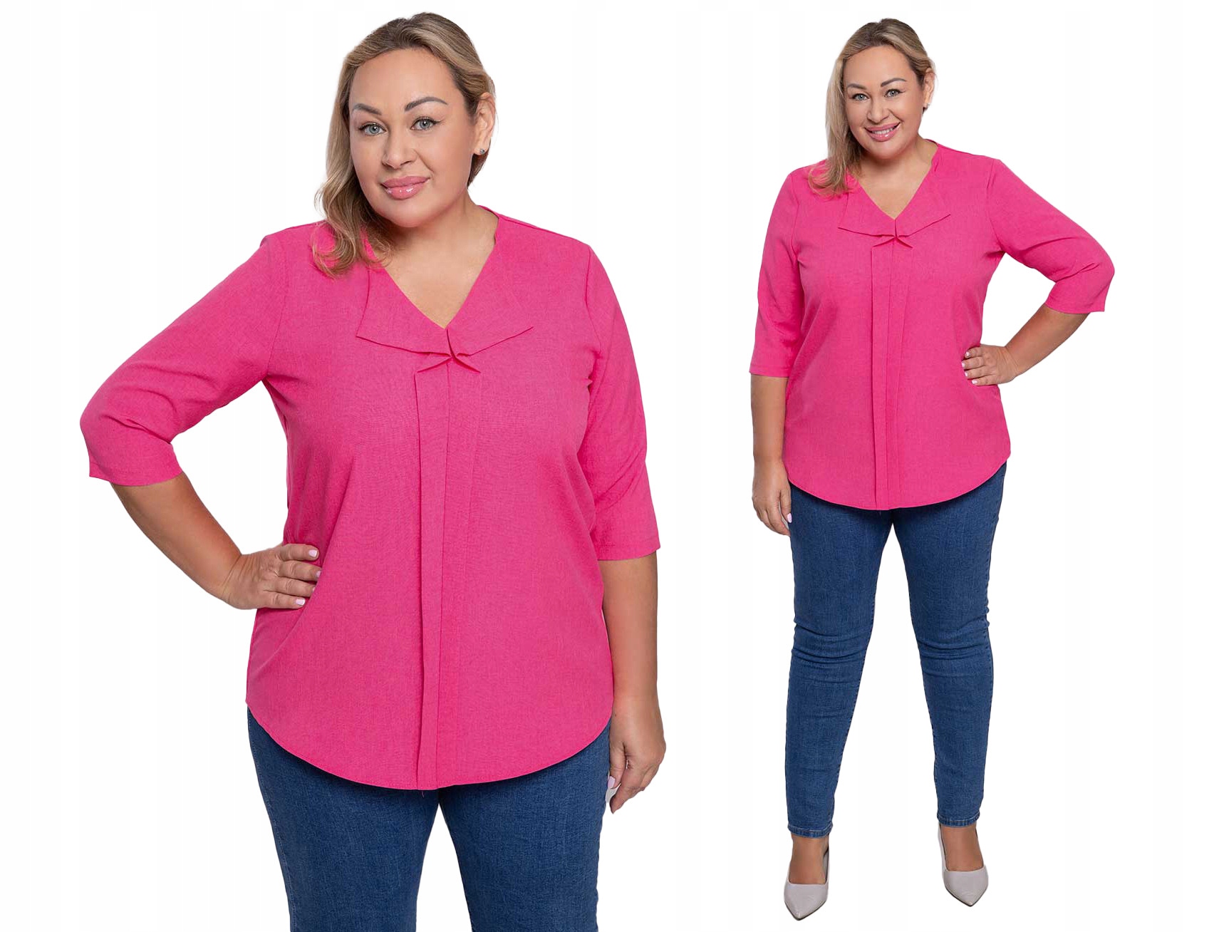 Lněná volná halenka v růžové barvě, velikost 48