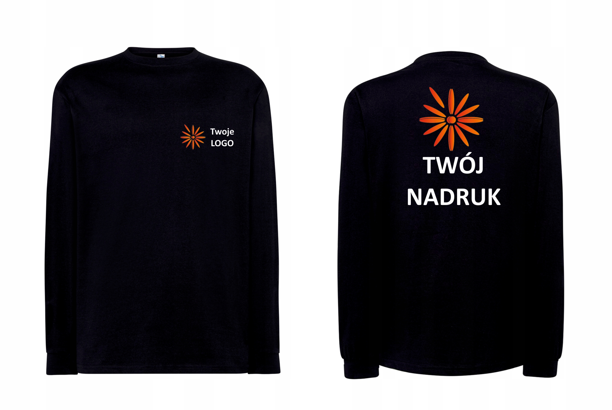 Koszulka długi rękaw własny NADRUK logo przód i tył