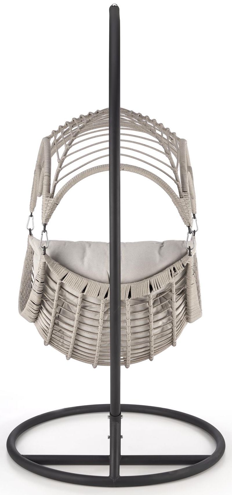 Fotel WISZĄCY KOKON technorattan z poduchą RASMUS jasny popiel Halmar Szerokość siedziska 60 cm