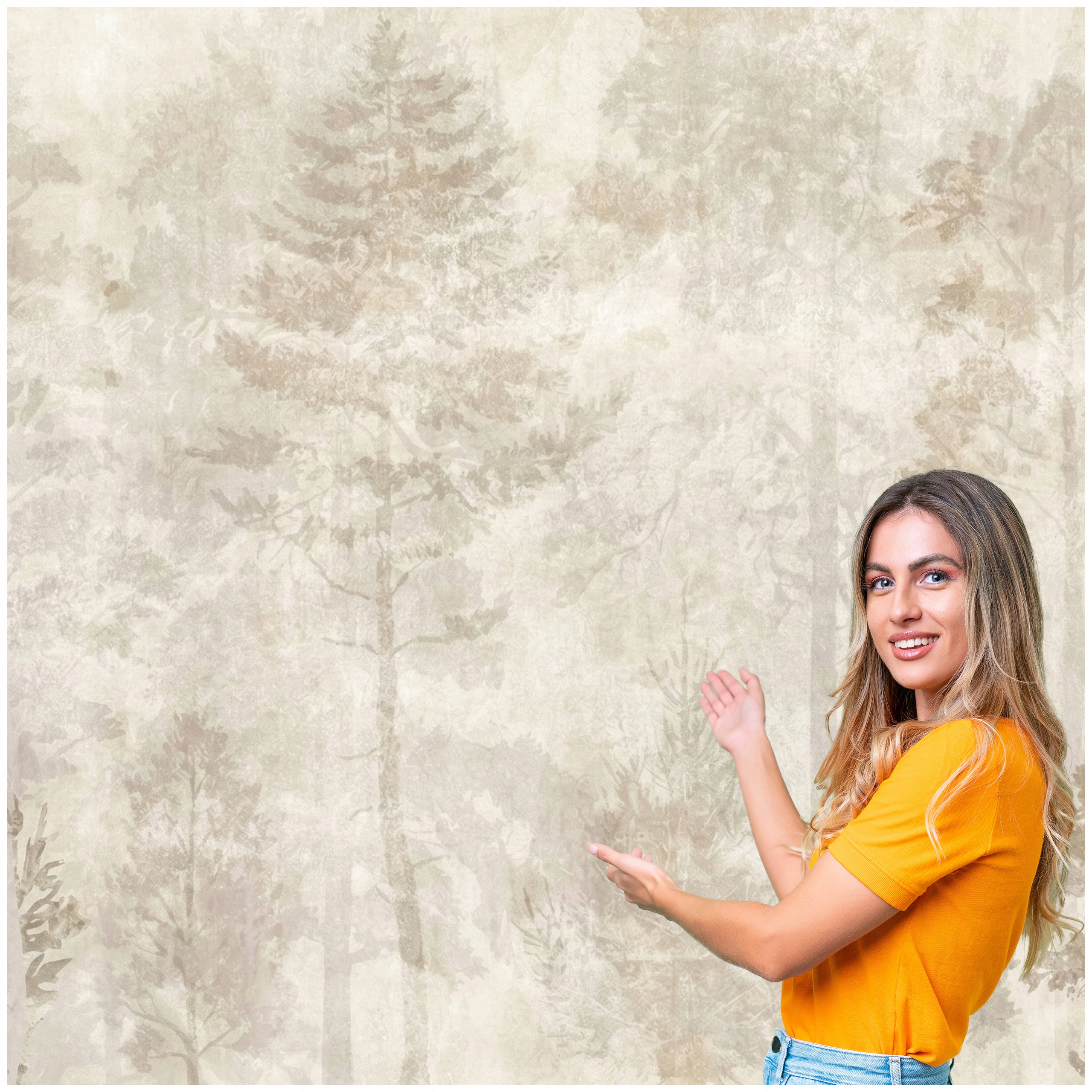 Fototapeta Les Stromy Listy Akvarel Príroda Vintage Boho 392x280 LDAV09W