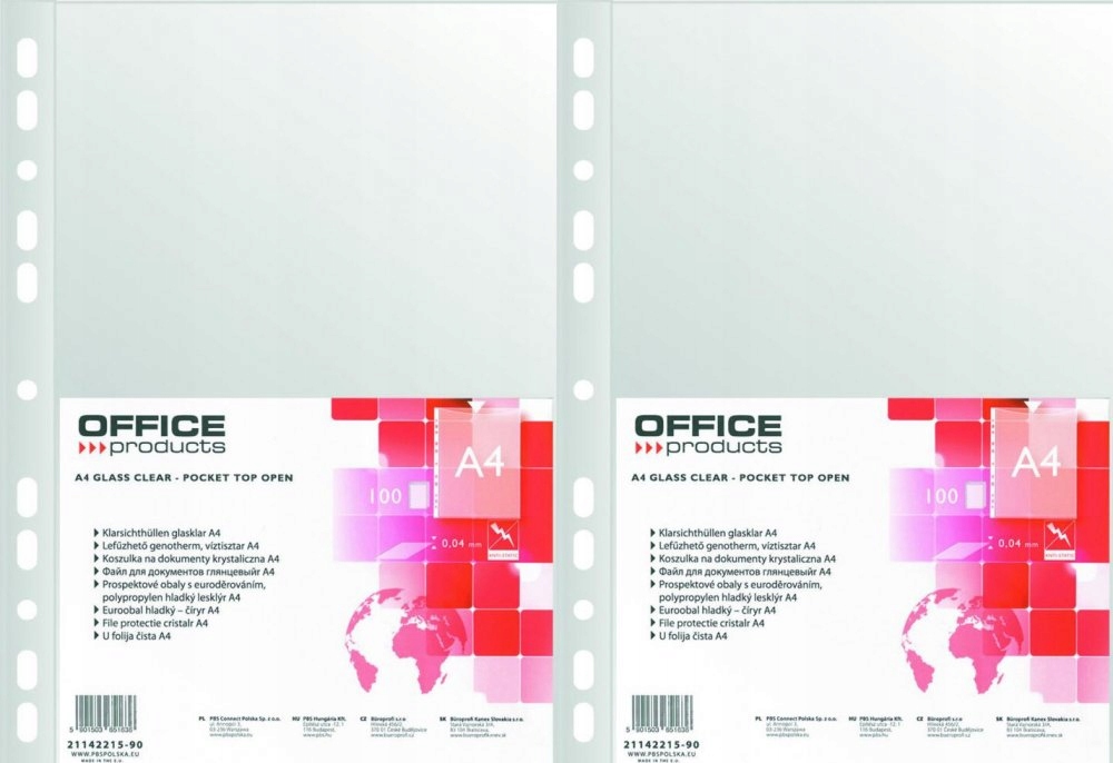 

Koszulki Obwoluty A4 Krystaliczne 100szt Office x2