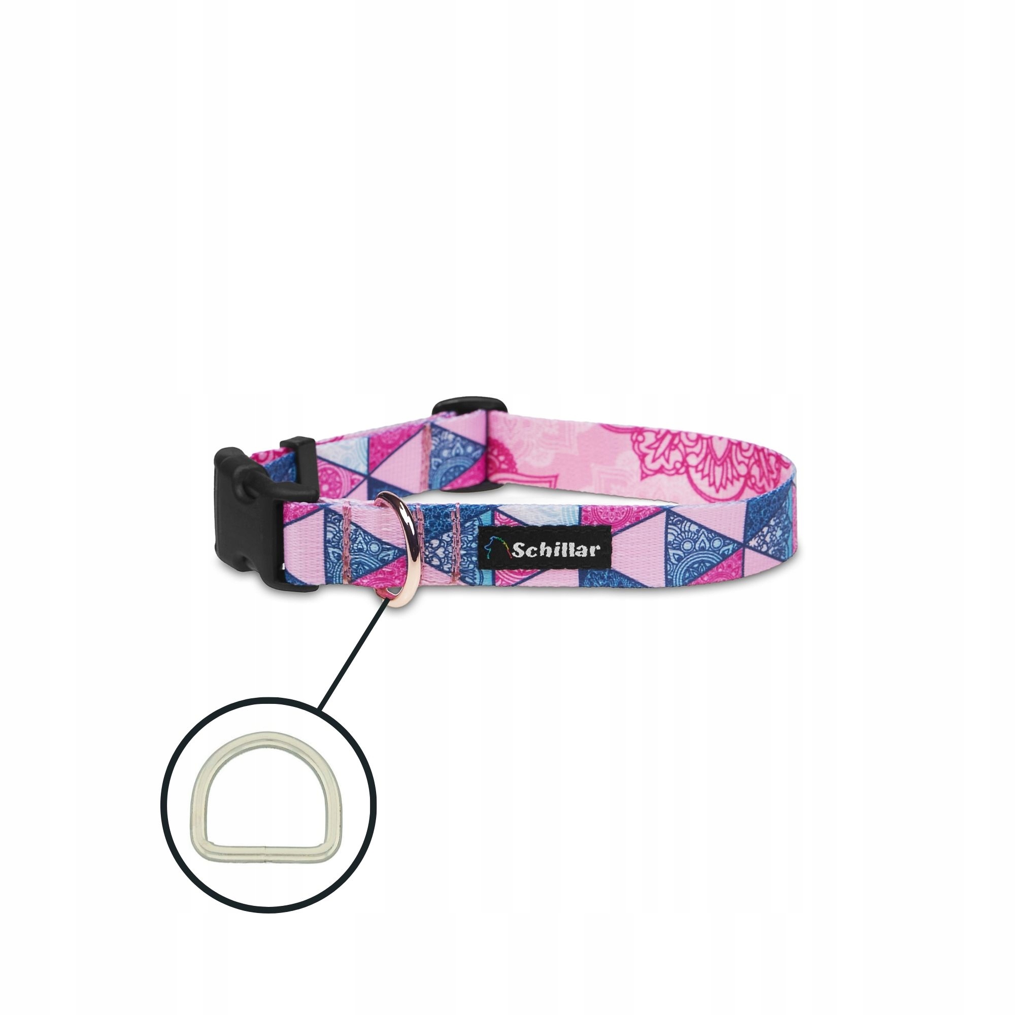 Levně Obojek na přezku pro velkého psa barevný růžový ale mandaly! L XL 40-60cm