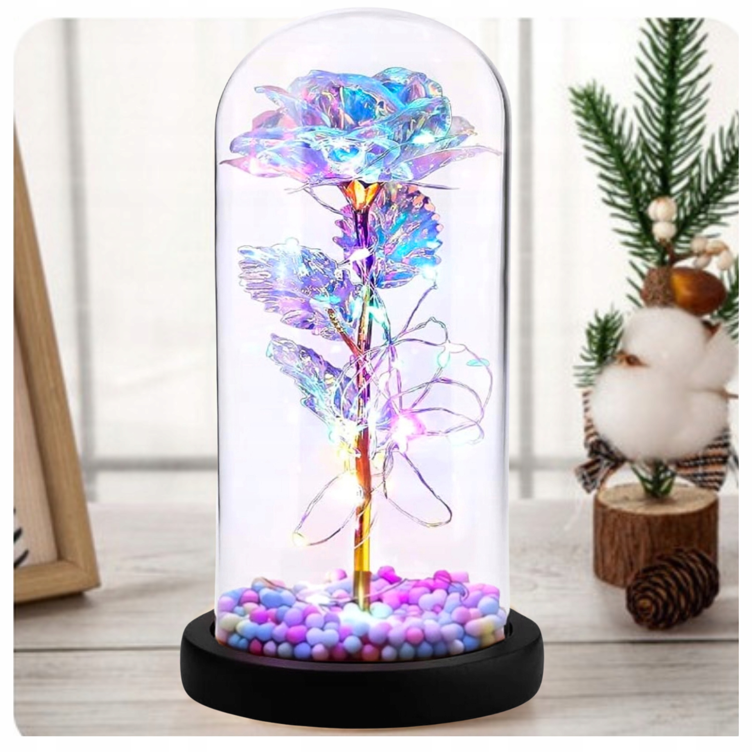 ETERNAL ROSE IN GLASS LED GLOWING GIFT WOMEN'S DAY FOR WIFE'S GIRLFRIEND Brand no brand