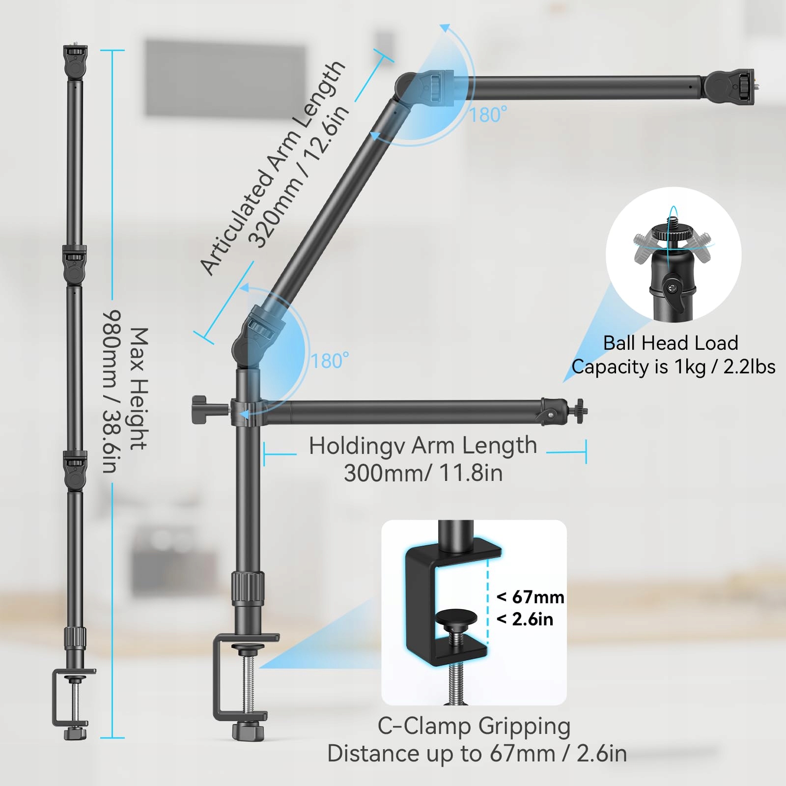 SMALLRIG Statyw Stołowy Kamera Z Ramieniem 360° Do Fotografii Wideo — miniatura 3