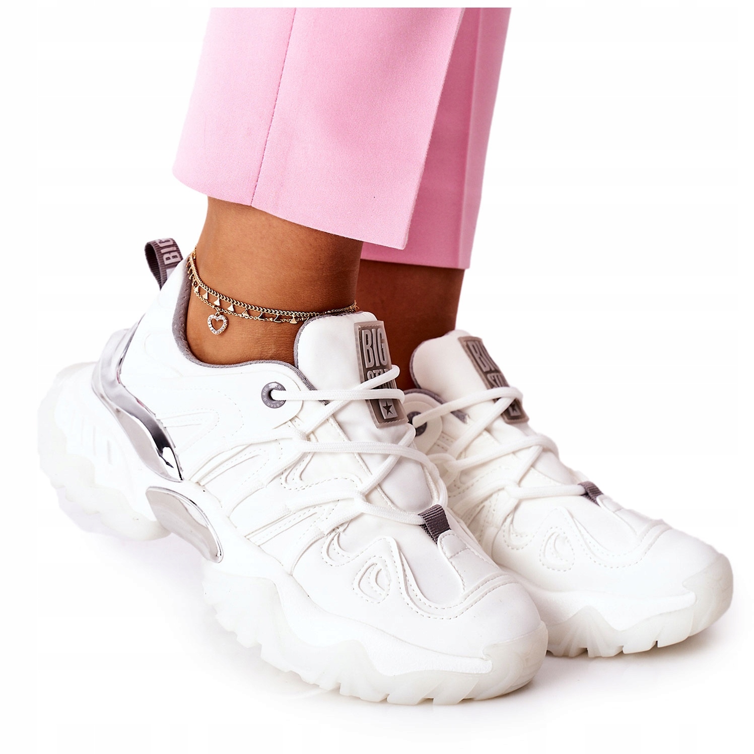 

Białe Skóra ekologiczna Buty Big Star r.40