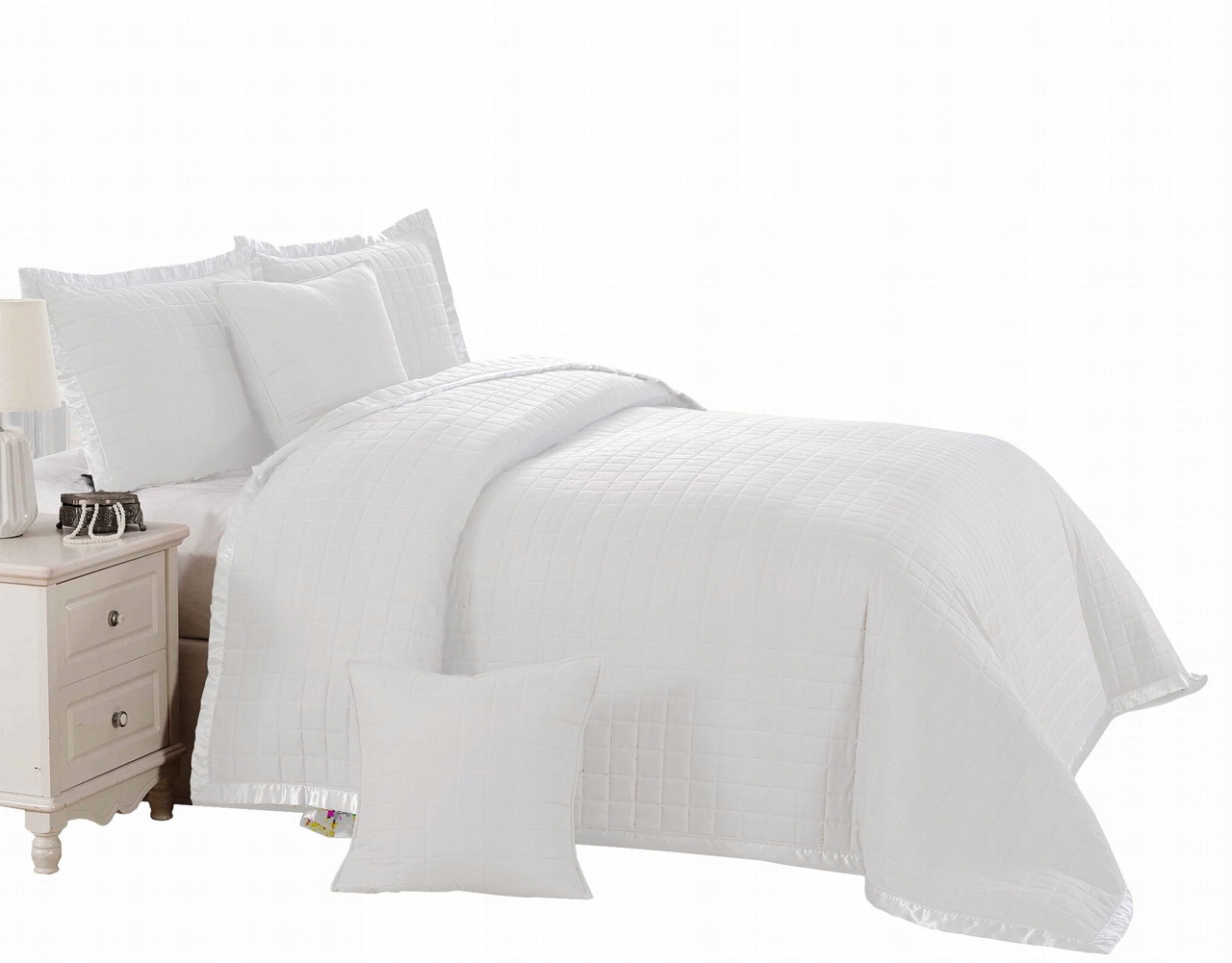 Dekorativní přehoz Checker 160x220 bavlněný, bílý