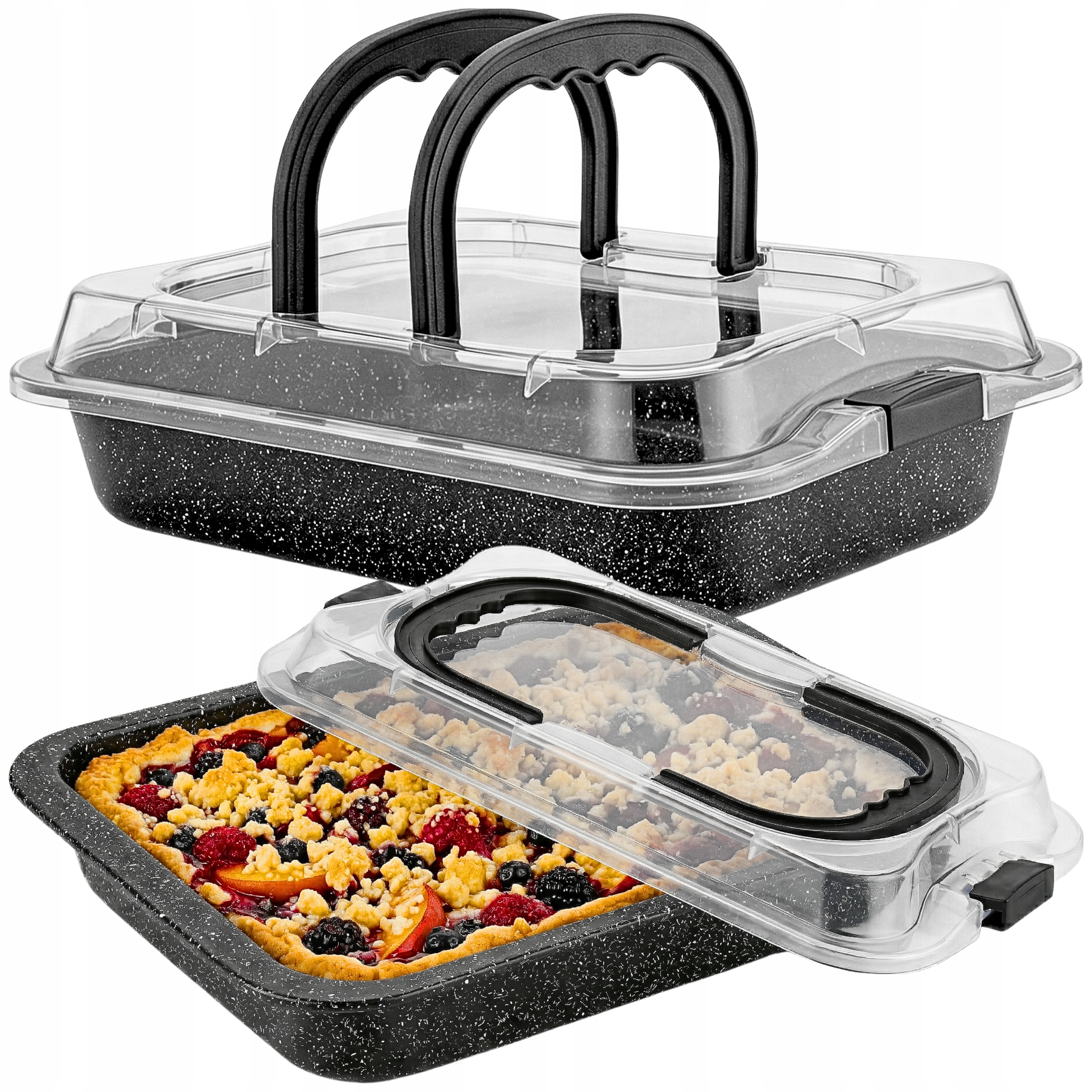 Прямоугольная форма для выпечки с крышкой и ручкой 36 см