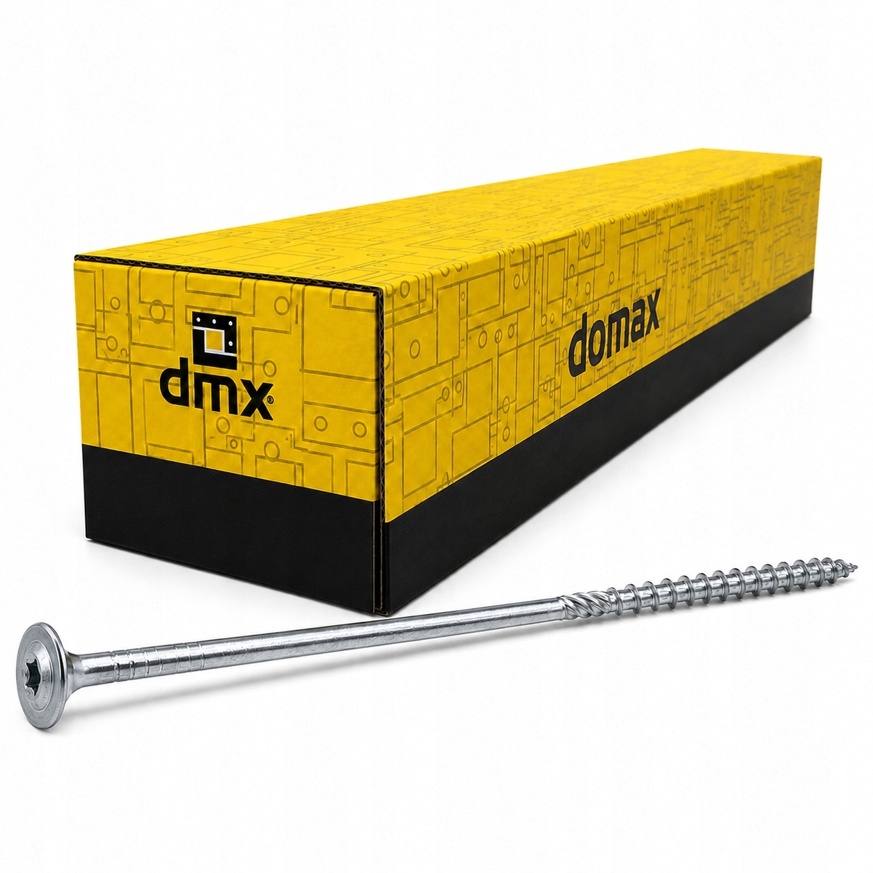 Tesařské vruty Domax na dřevo, talířová hlava Ct 10x320 mm stříbrné 25 Ks.