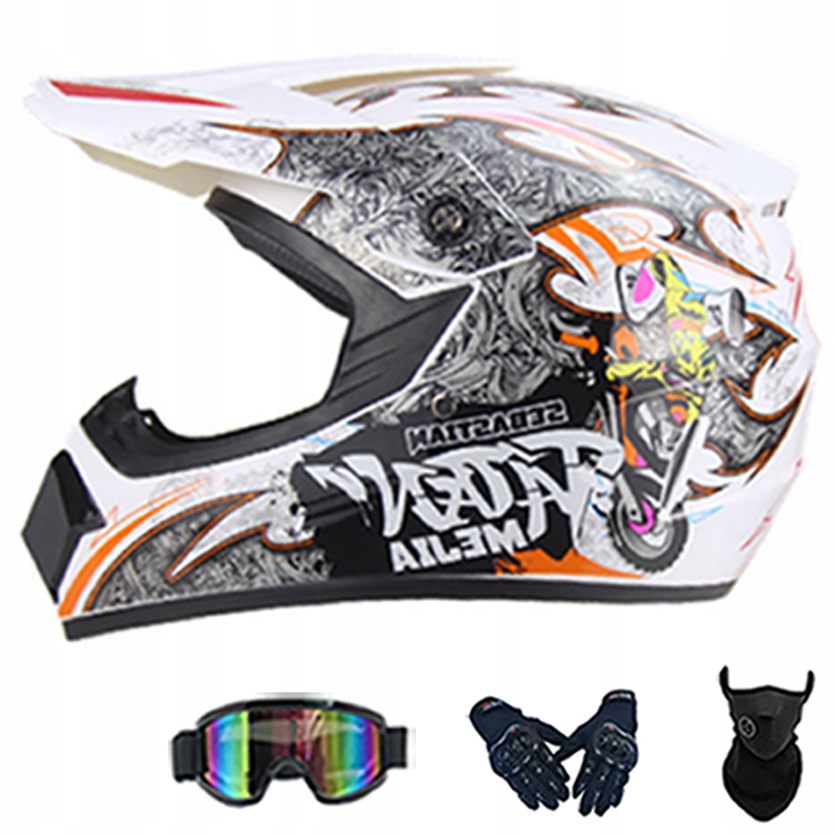 Motocyklová Přilba Lehká Enduro Quada Brýle Rukavice Maska S