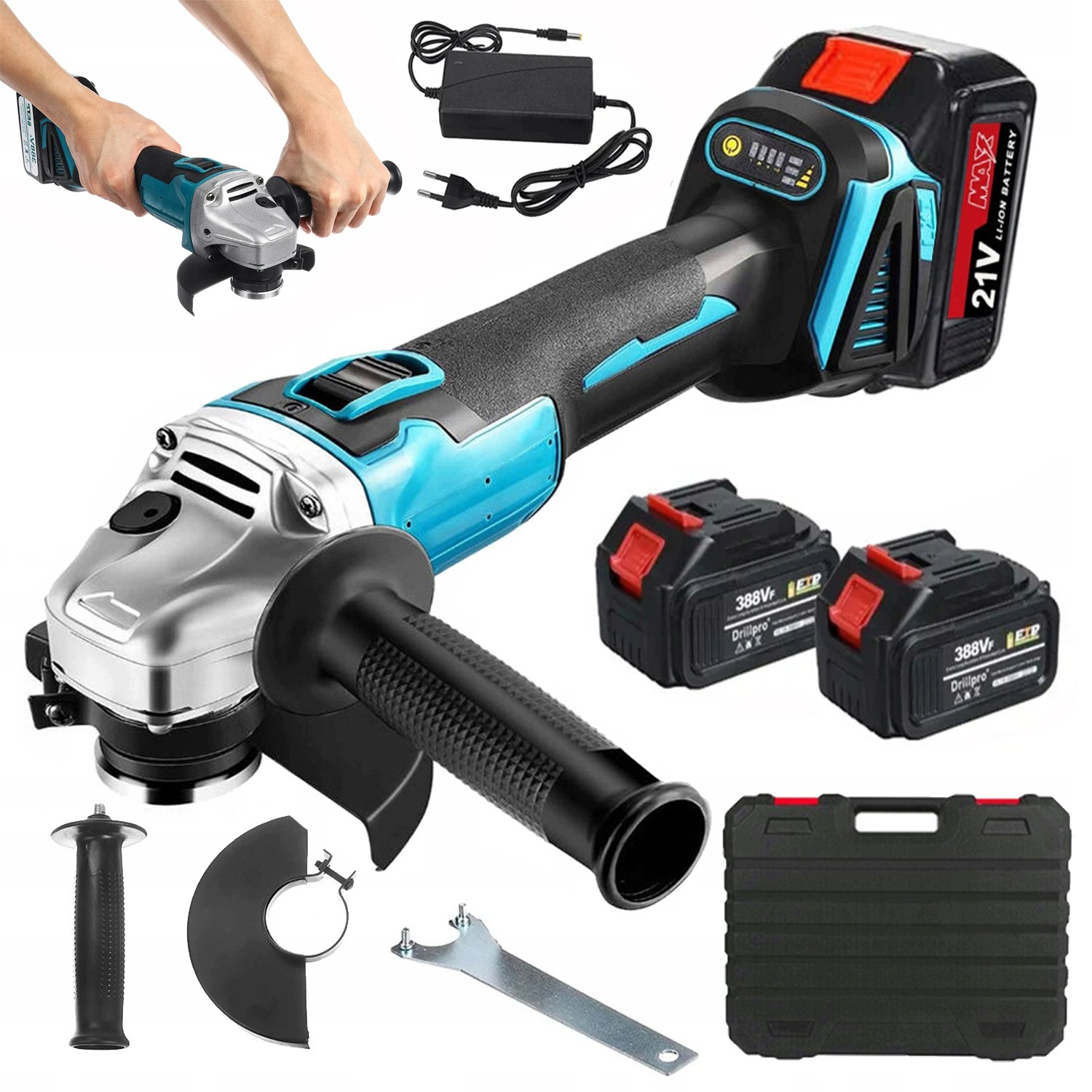 Aku Úhlová Bruska 800W 21V Výkonný Bezkartáčový Motor 125 MM