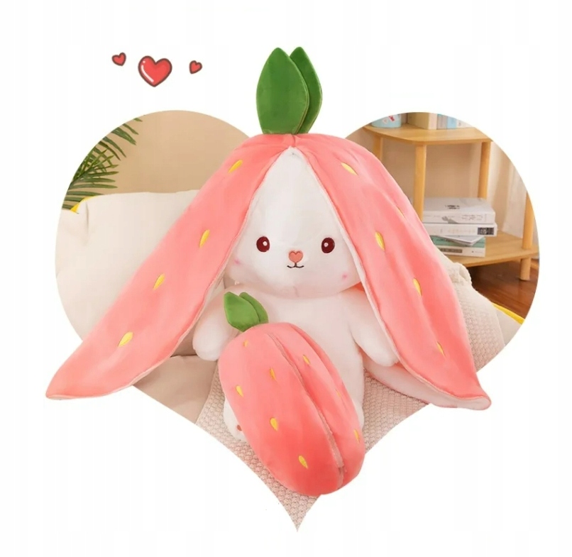 Maskotka KRÓLIK Króliczek W TRUSKAWCE Truskawka Zając Pluszak XXL 50 cm Marka inna