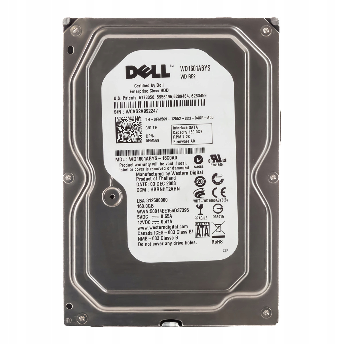 Dell 0FM569 160GB 7.2K 16MB Sata II 3.5'' WD1601ABYS
