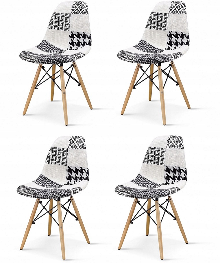 

4x Krzesło Skandynawskie Dsw Krata Patchwork Salon