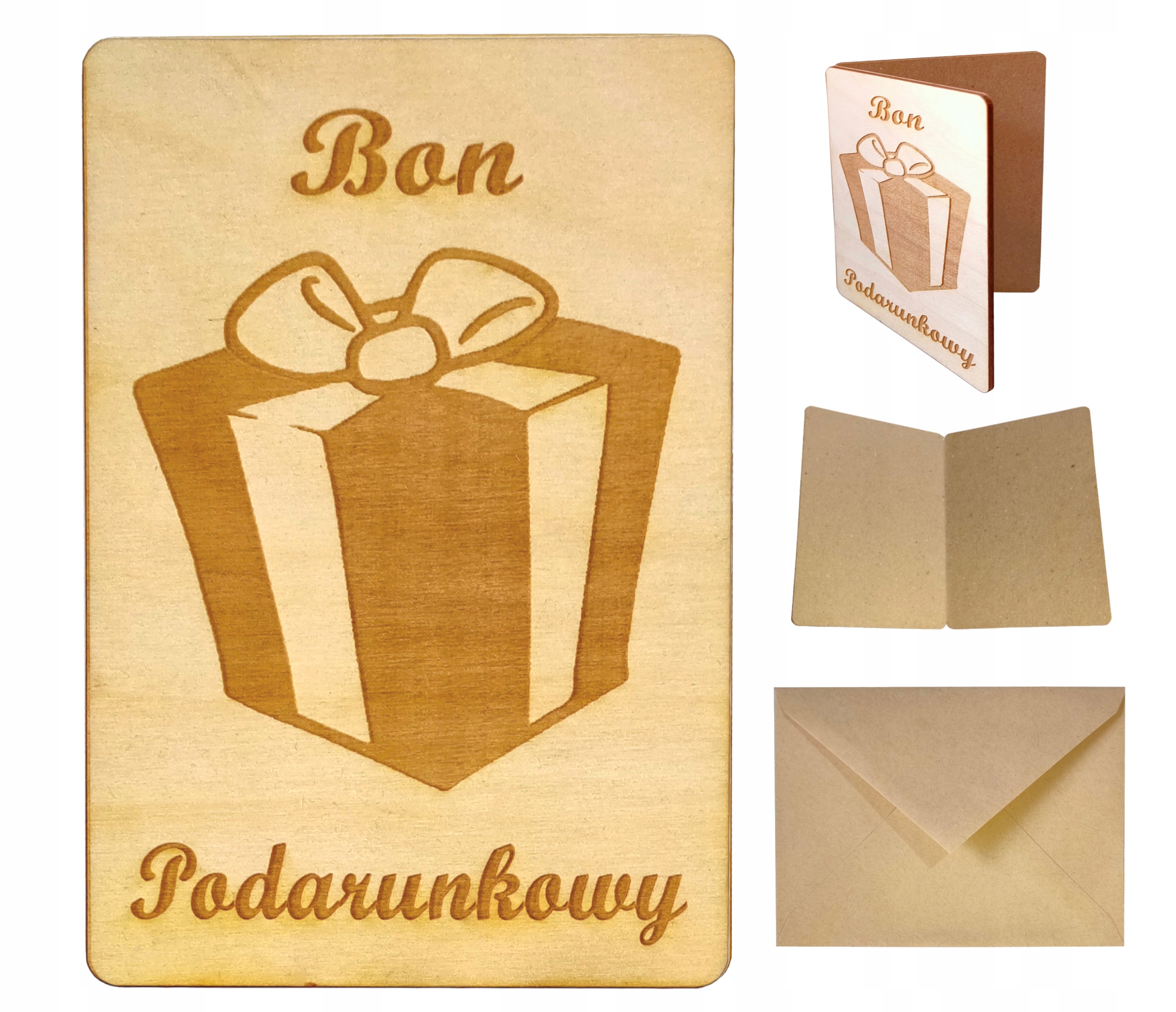 

Drewniana kartka Bon Podarunkowy Eco Grawer