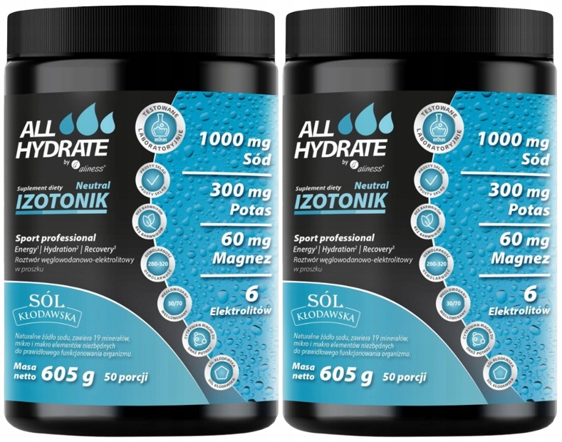 AllHydrate Isotonic Neutrální 605 g 2 x 50 porcí Svaly Energie Úsilí