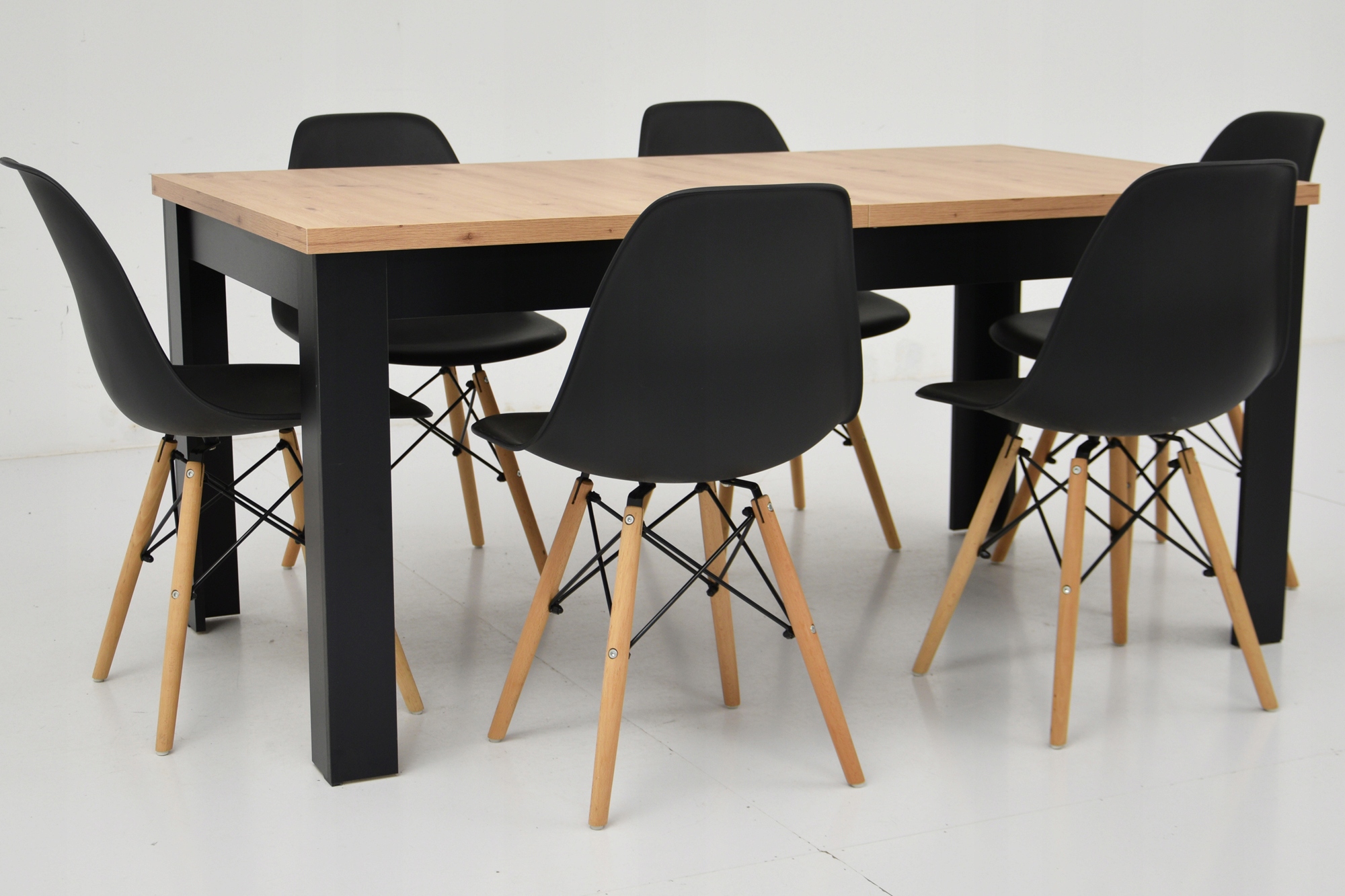 Zestaw 6 krzeseł i stół 90x160/200 blat artisan Kształt blatu prostokątny