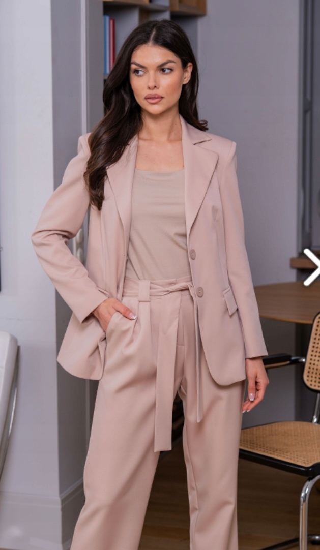 Béžové kalhoty se zavazováním Model 0884 Lalous velikost S