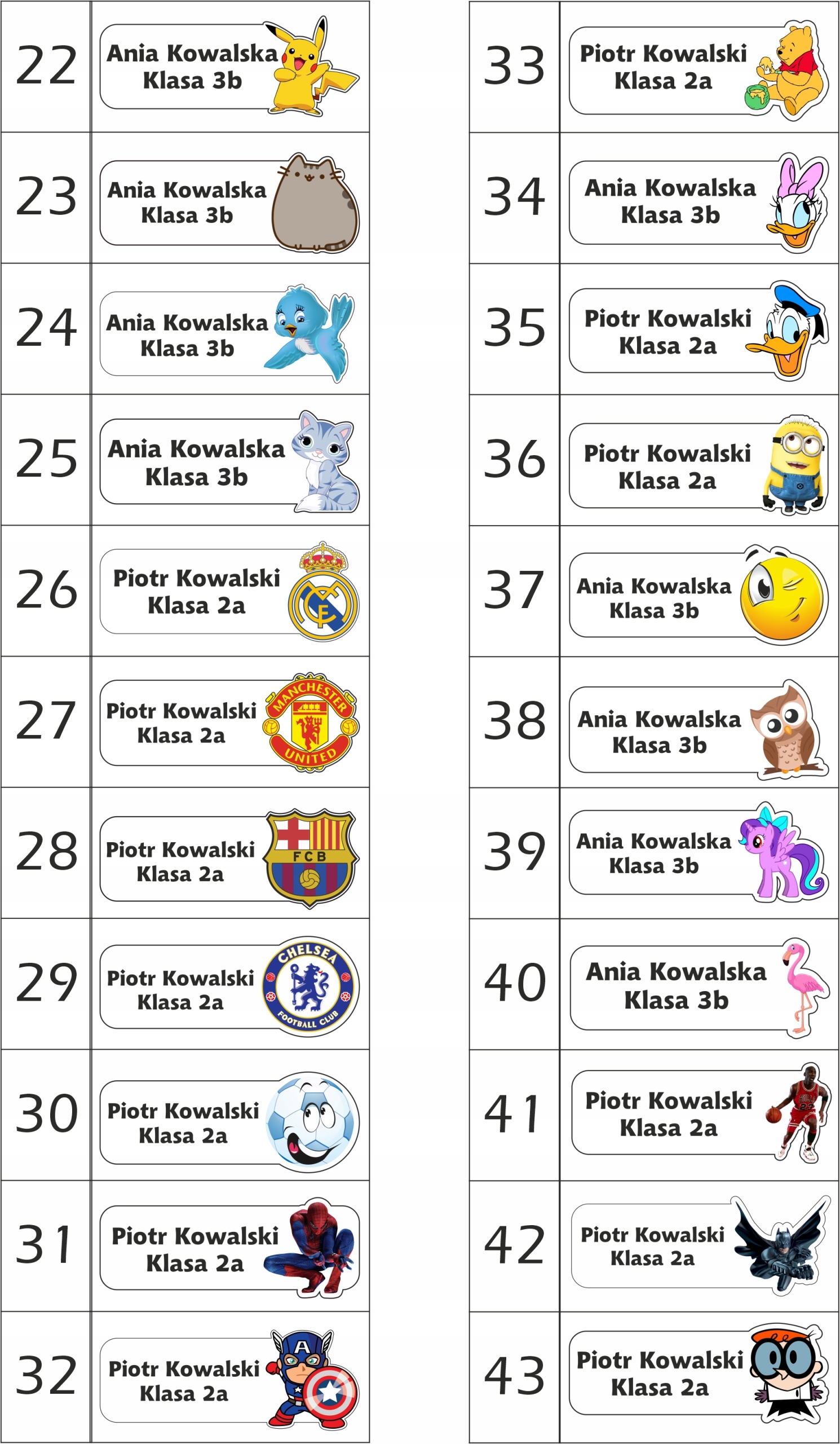 IMIENNIKI NAPRASOWANKI METKI IMIENNE NAKLEJKI NA UBRANIA (60 SZTUK) Marka inna marka