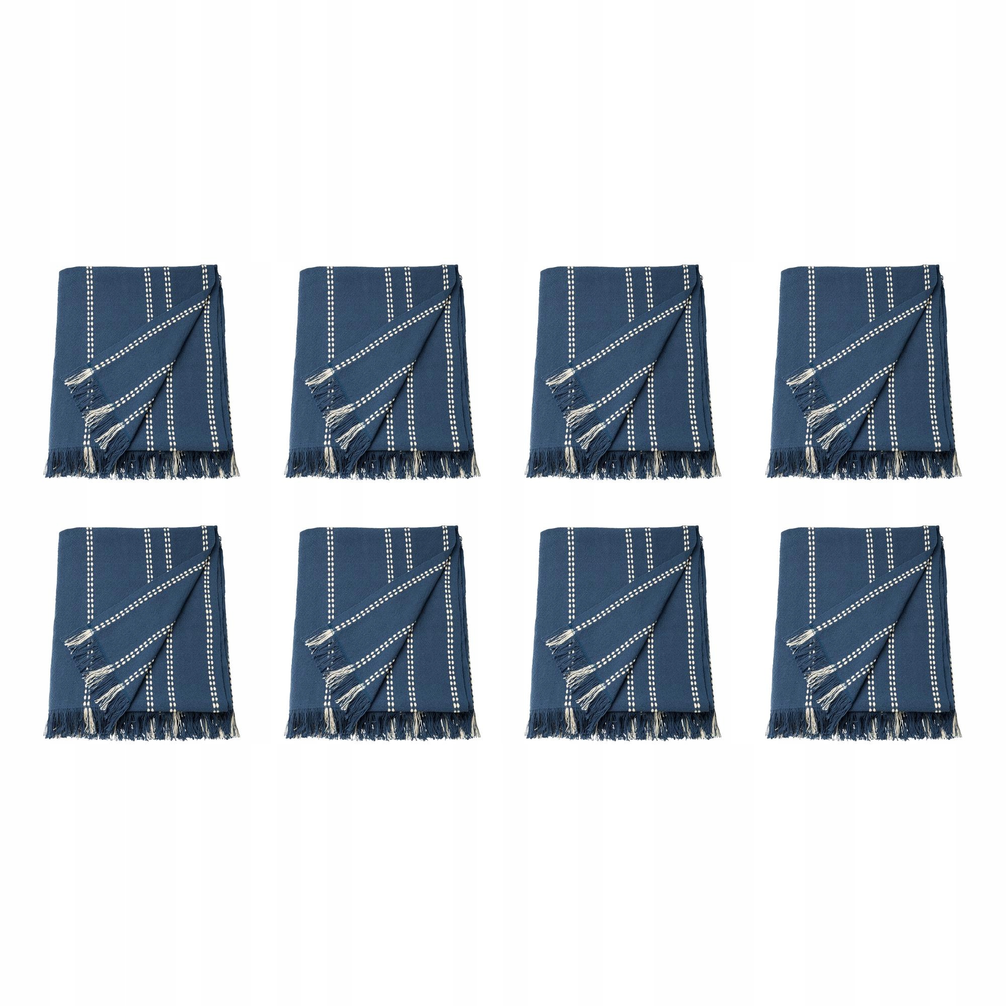 8 ks Krutbrannare Pled krémový modrý/pruhy 130 x 170 cm