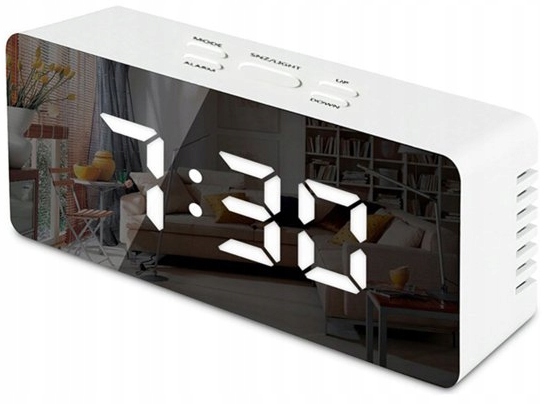 

Budzik Zegar Cyfrowy Led Lustro Alarm Przejrzysty