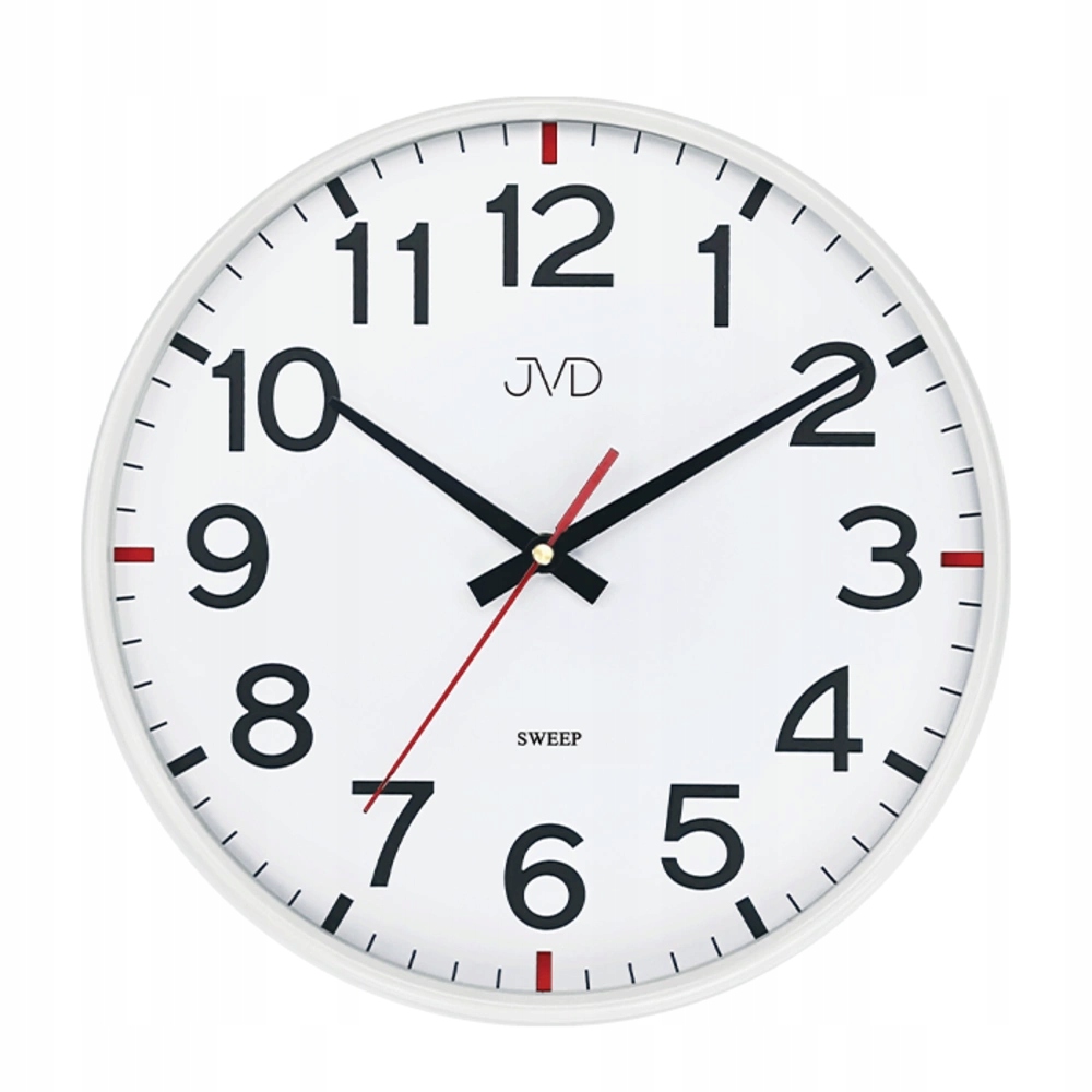Biały Zegar Ścienny Jvd HX2508.1 Czytelny Klasyczny Cichy Mechanizm