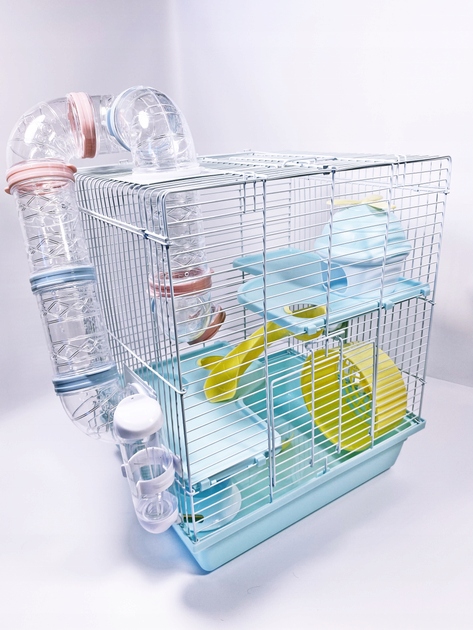 KLATKA dla CHOMIKA myszy 2 PIĘTRA EXTRA DOMEK + TUNELE + KOLBA + TROCINY EAN (GTIN) 5902963411051