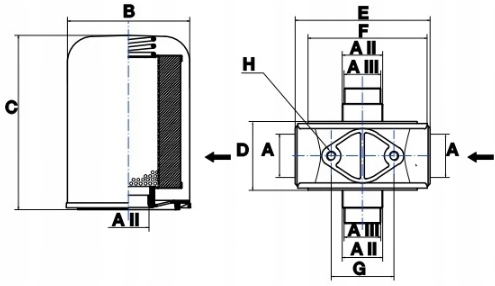 1324.1.1/4-2 - 1 1/4-ДЮЙМОВЫЙ ГИДРАВЛИЧЕСКИЙ ФИЛЬТР С ДВОЙНОЙ ГОЛОВКОЙ
