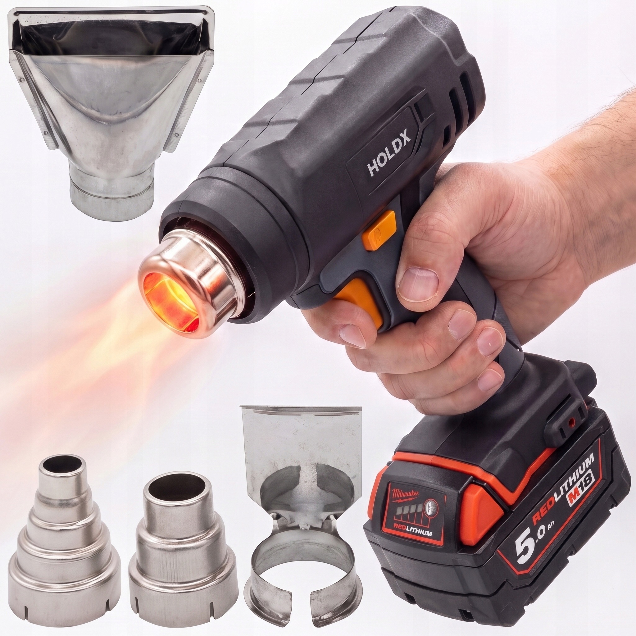 Horkovzdušná Pistole Holdx Pro Baterie Milwaukee M18 V18, Bezdrátová