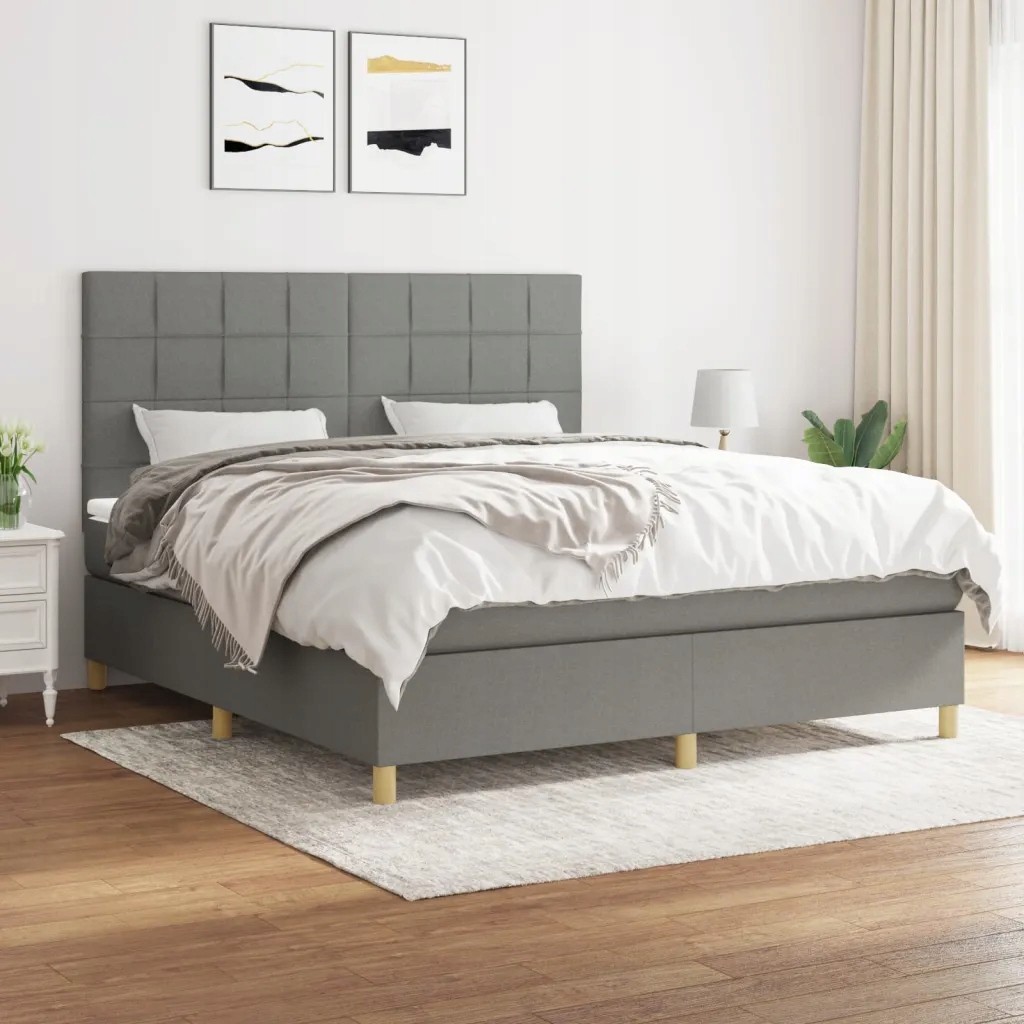 Box spring postel s matrací tmavě šedá 160x200 cm textil Šedá 3142346