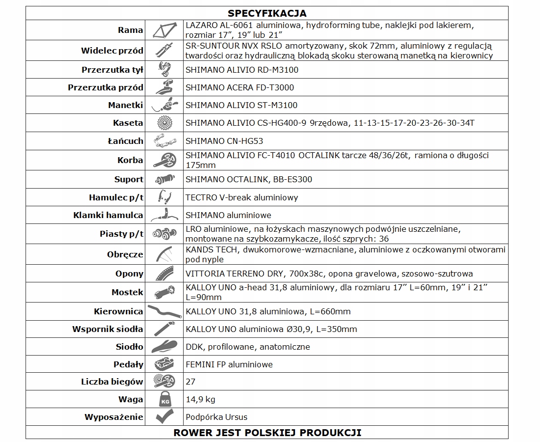 WYPASIONY CROSS LAZARO X-FORCE V3 MĘSKI DEORE 28 Marka Lazaro