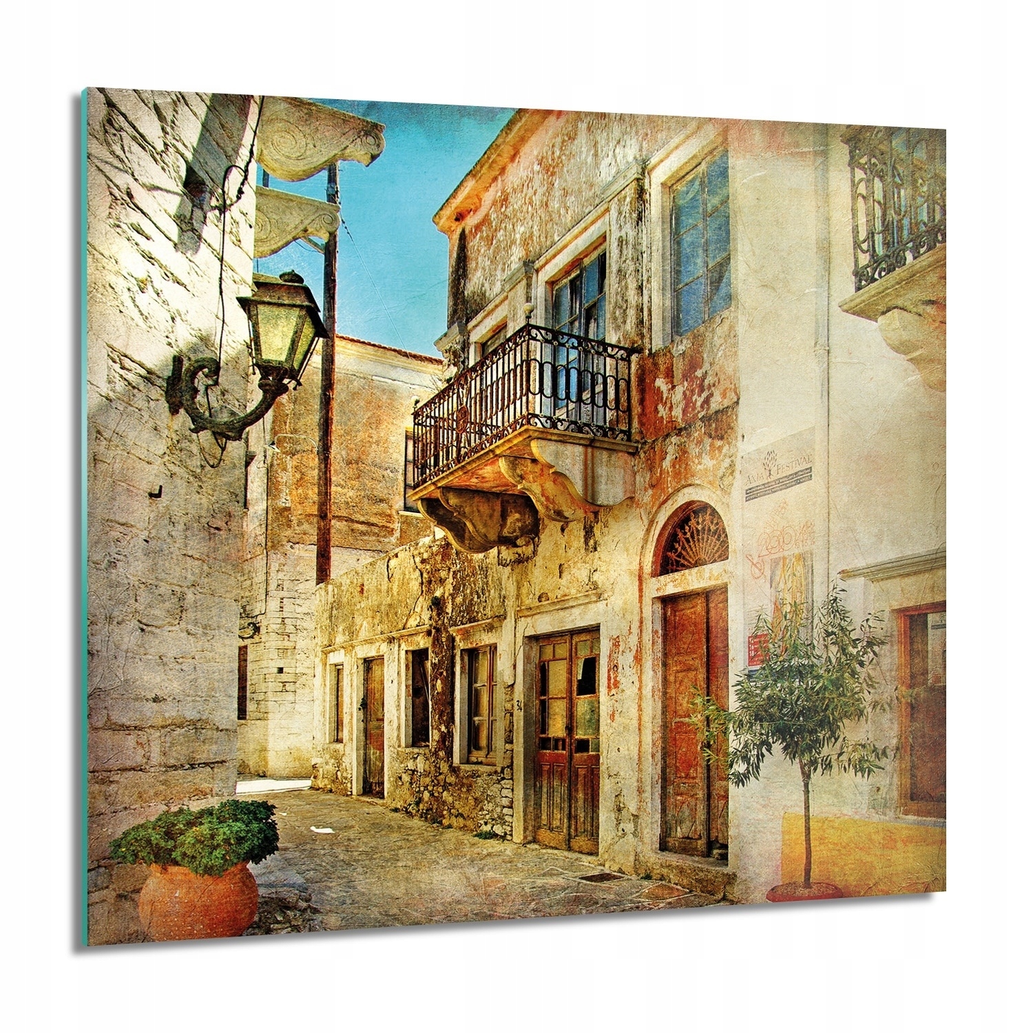 Stará ulička Řecko Skleněný fotoobraz na zeď 60x60