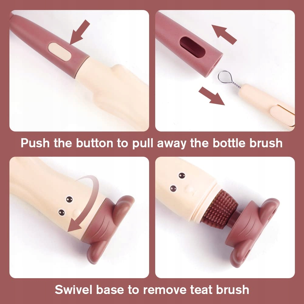 VICLOON Zestaw Szczotek Do Butelek Dla Niemowląt 3w1 Silikonowy BPA Free — miniatura 4