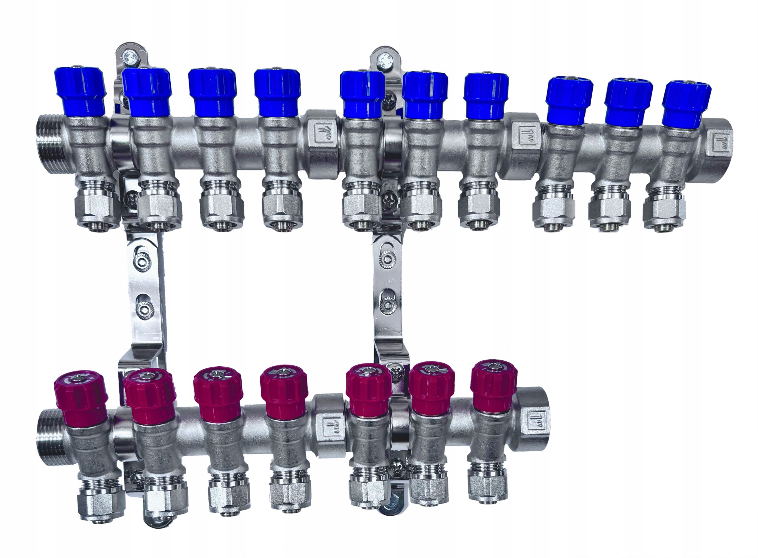 X-home Rozdělovač Pex 1" x 16 mm 10 Obvodů Studené Vody 7 Obvodů Teplé Vody