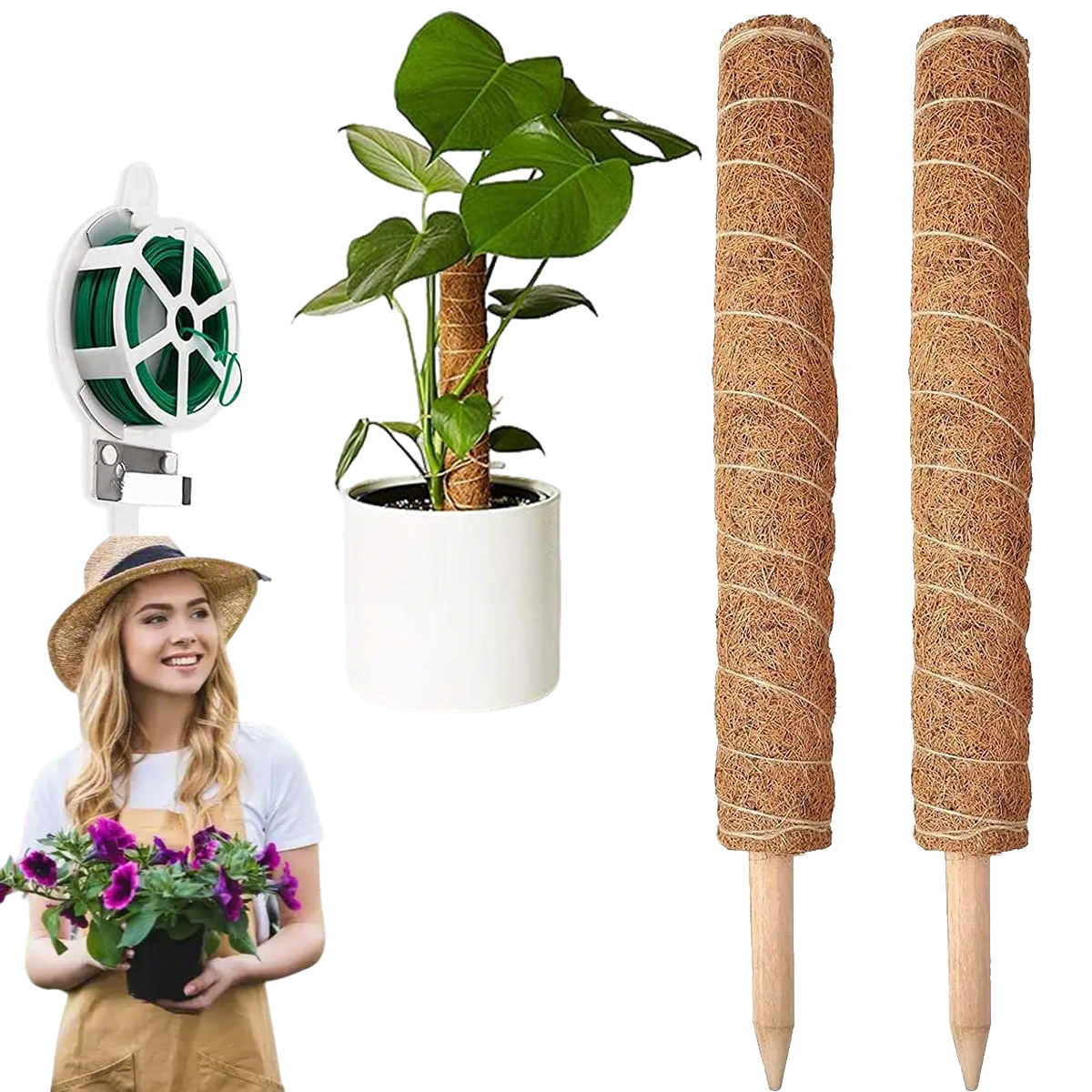 PODPORA DO ROŚLIN 41CM TYCZKA PAŁKA Z WŁÓKNA KOKOSOWEGO PALIK KOKOSOWY