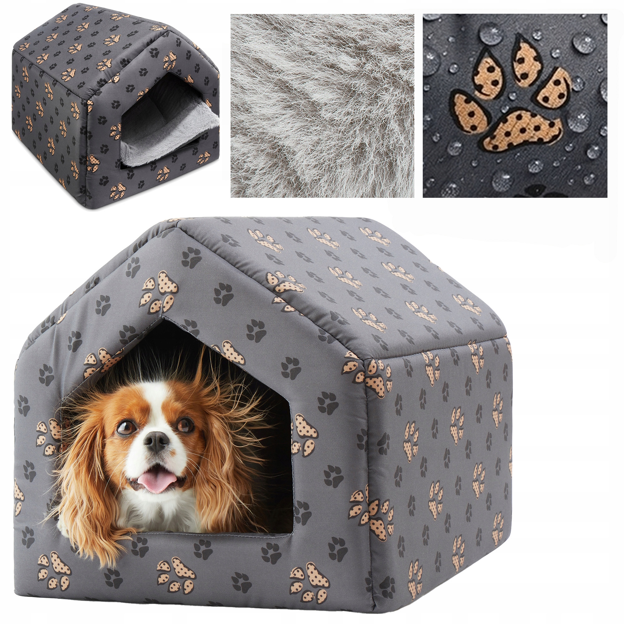 Levně Domeček XL pro psa kočku pelíšek měkký, pohodlné potah teplé kožešina Tlapky