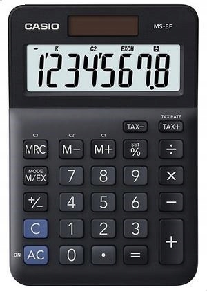 KALKULATOR BIUROWY kieszonkowy CASIO MS-8F BOX, 8 cyfr, czarny, SOLAR