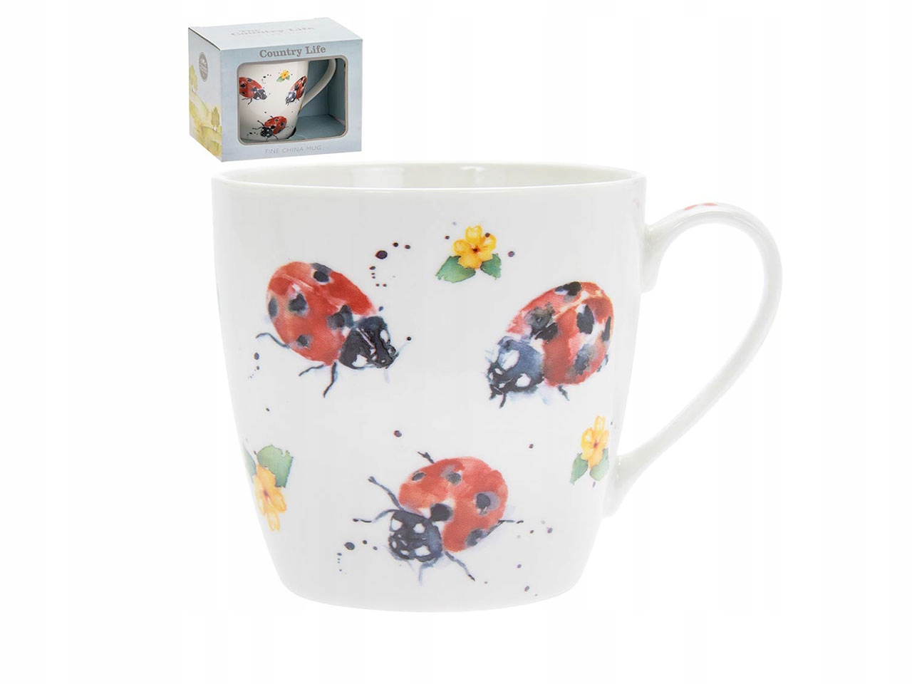 

Duży Kubek Porcelanowy Biedronki Kwiatki Lady Bugs