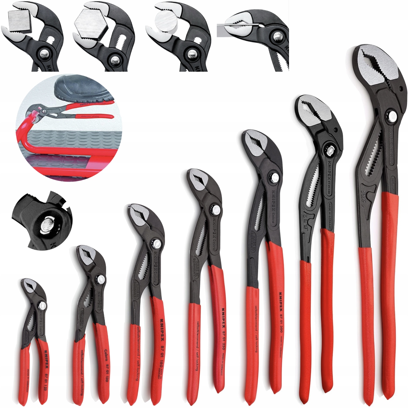 Knipex 00 19 55 11 Cobra zestaw kluczy nastawnych 7 sztuk