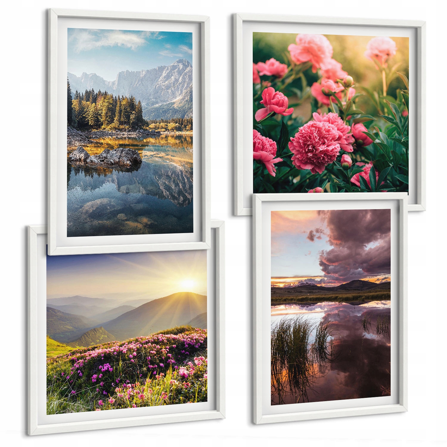 Galerie nástěnná sada Květiny zahrada horská louka voda 4 Částečný set