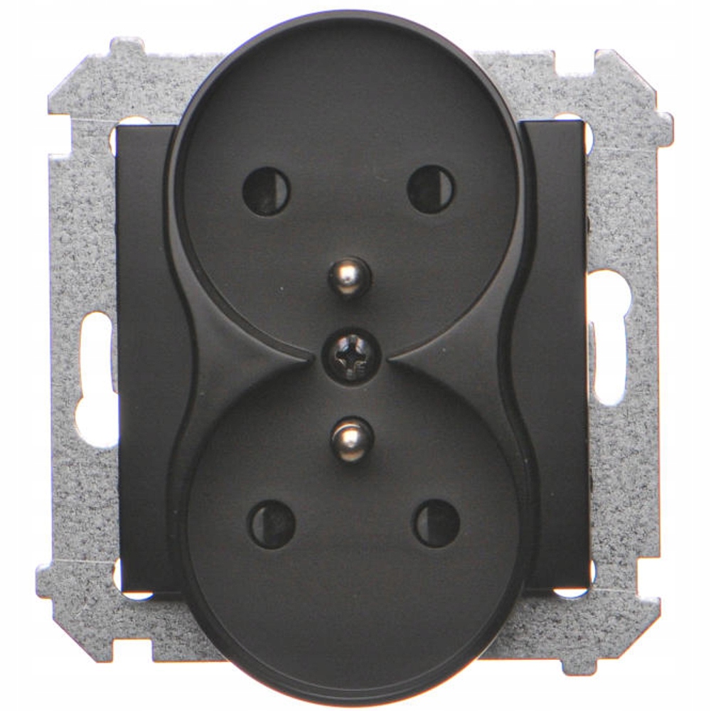 

Simon 54 Gniazdo podwójne z bolcem z/u czarny mat