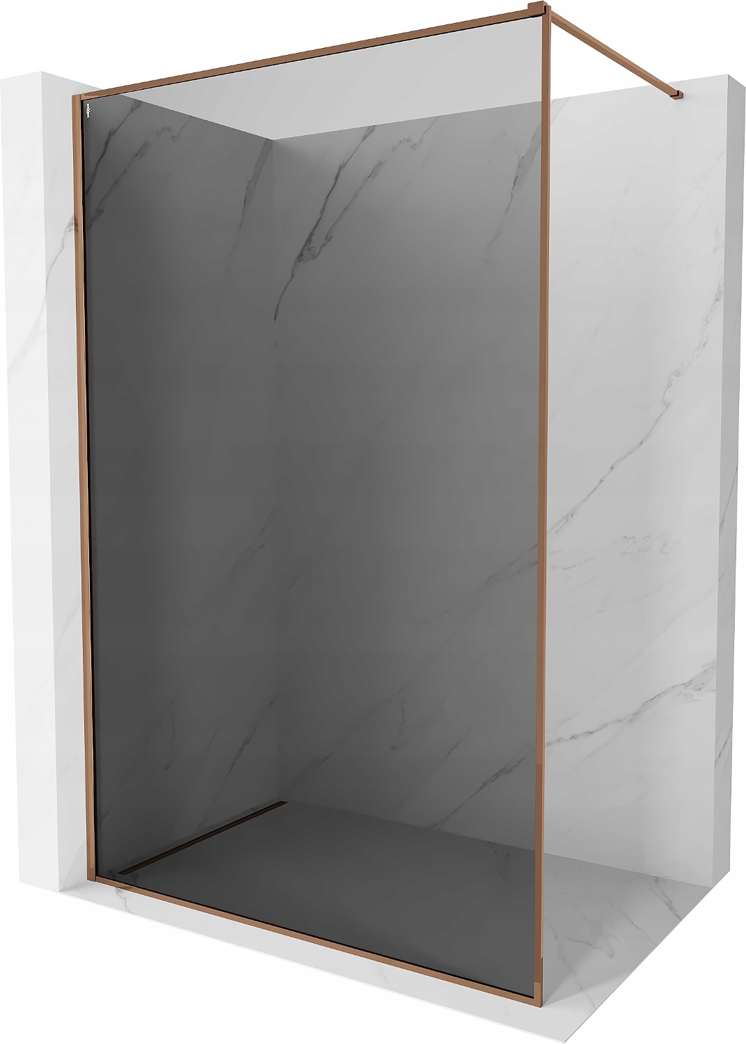 Mexen Kioto-F Sprchová stěna Walk-in 120x202cm, grafit, růžové zlato