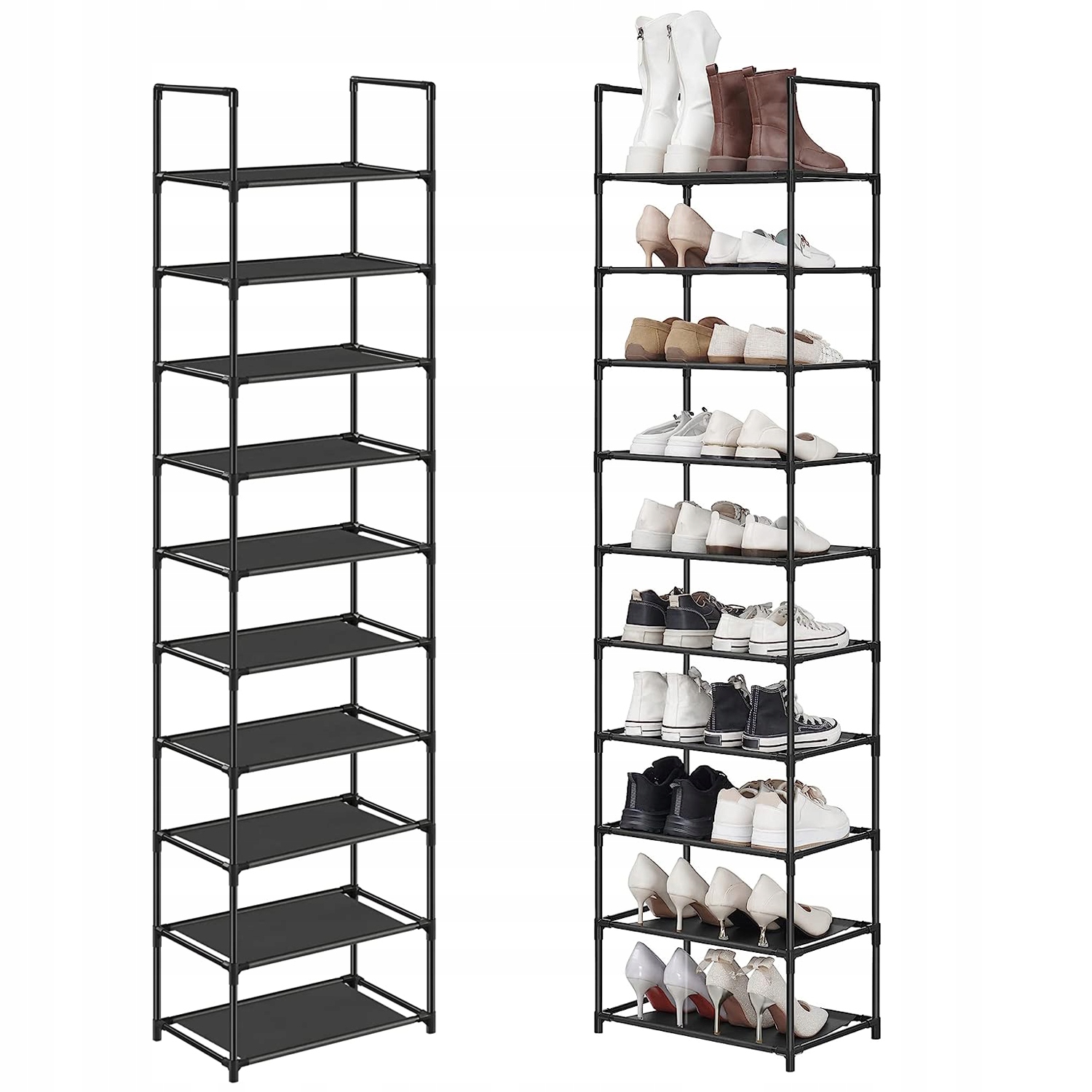 SOLIDNY REGAŁ SZAFKANA BUTY METALOWANA RAMA 10 POZIOMÓW SONGMICS CZARNY